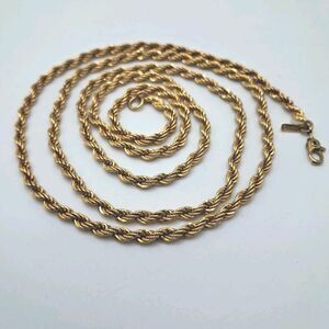 Monet VTG Rope Chain Necklace 30" Yellow GoldPlated Twisted Link Lobster Clasp